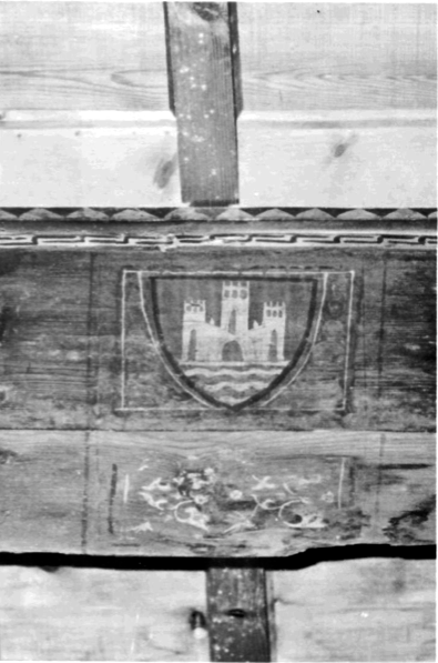 Un bell escut de la Universitat d'Eivissa que apareix pintat al sostre del Museu Arqueològic de Dalt Vila, antiga seu de la Universitat.