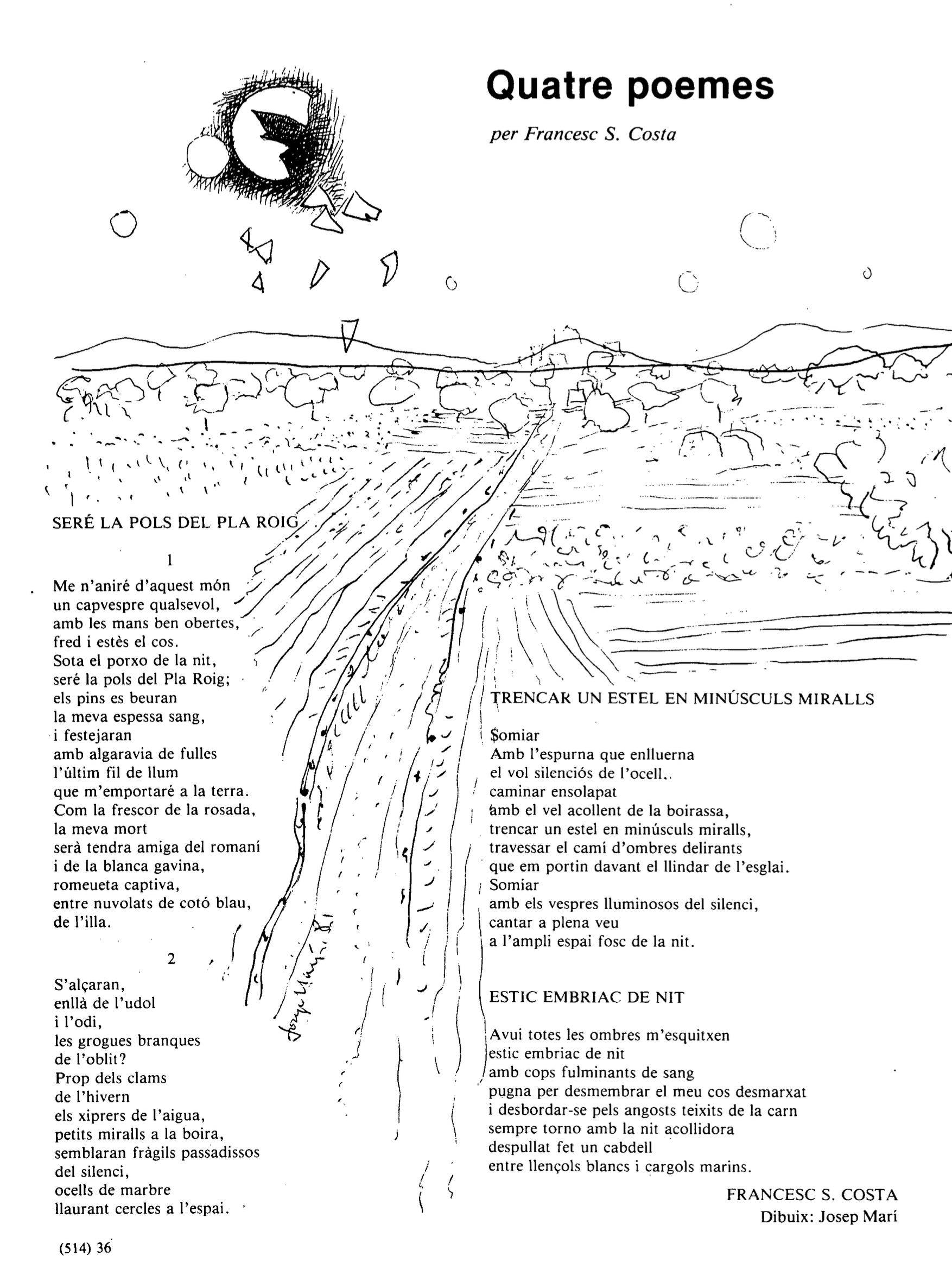 Dibuix de Josep Marí il·lustrant els poemes
