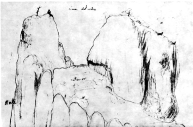 El cim d'es Vedrà, segons un dibuix del P. Palau.