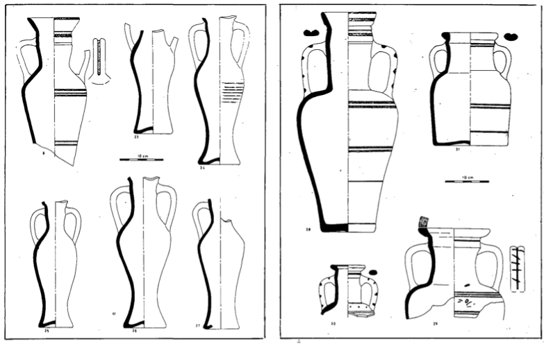 Dibuixos de fragments d'àmfores Eb. 77 i connexes