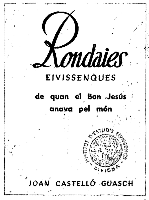 Coberta del llibre Rondaies Eivissenques de Joan Castelló Guasch