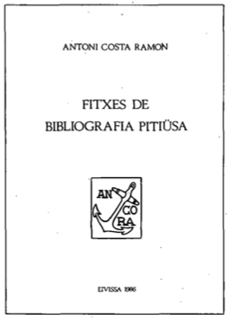 Coberta del llibre Fitxes de Bibliografia Pitiüsa d'Antoni Costa Ramon