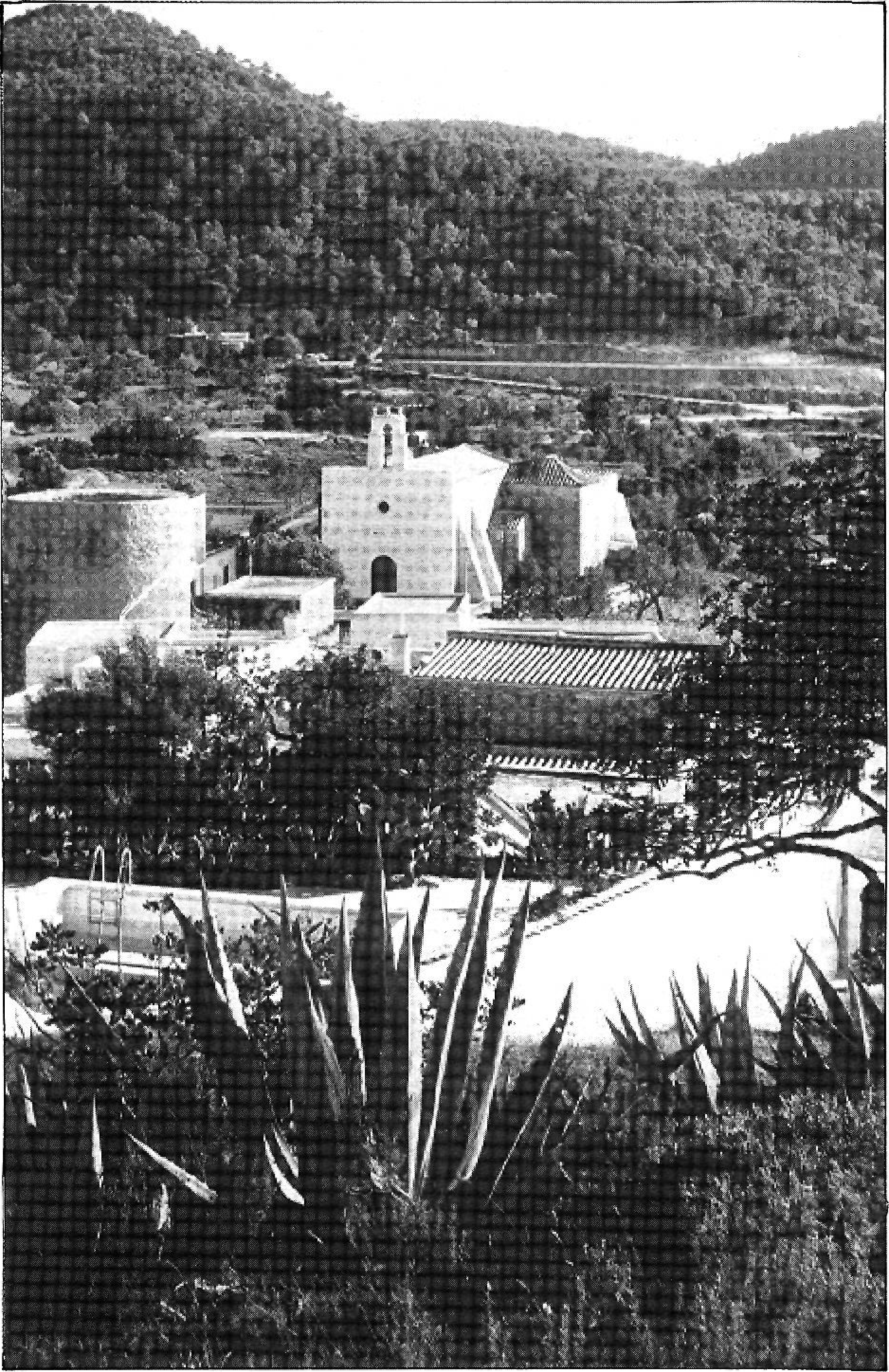 Nucli de Sant Agustí amb l'església parroquial i la torre de Can Berri.