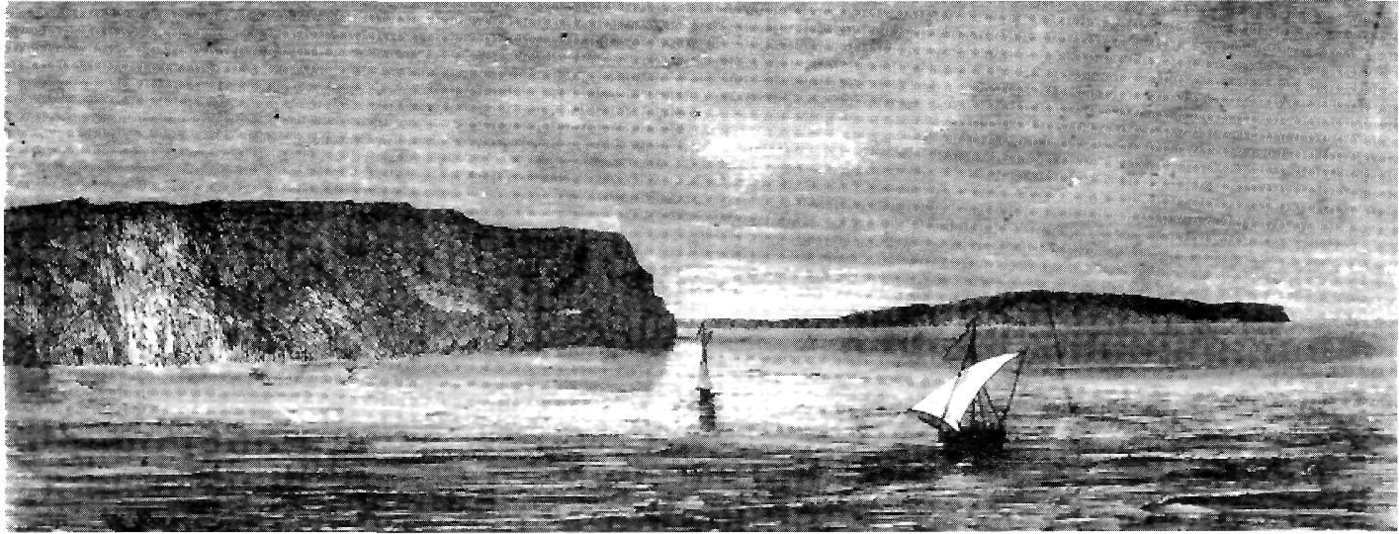 Costa occidental de Formentera. L'arxiduc dóna en aquesta xilografia una visió de la costa occidental. La mar que abraça l'illa es mostra aquí clara i transparent, amb la calma d'un dia d'estiu i animada per la presència d'uns pescadors.