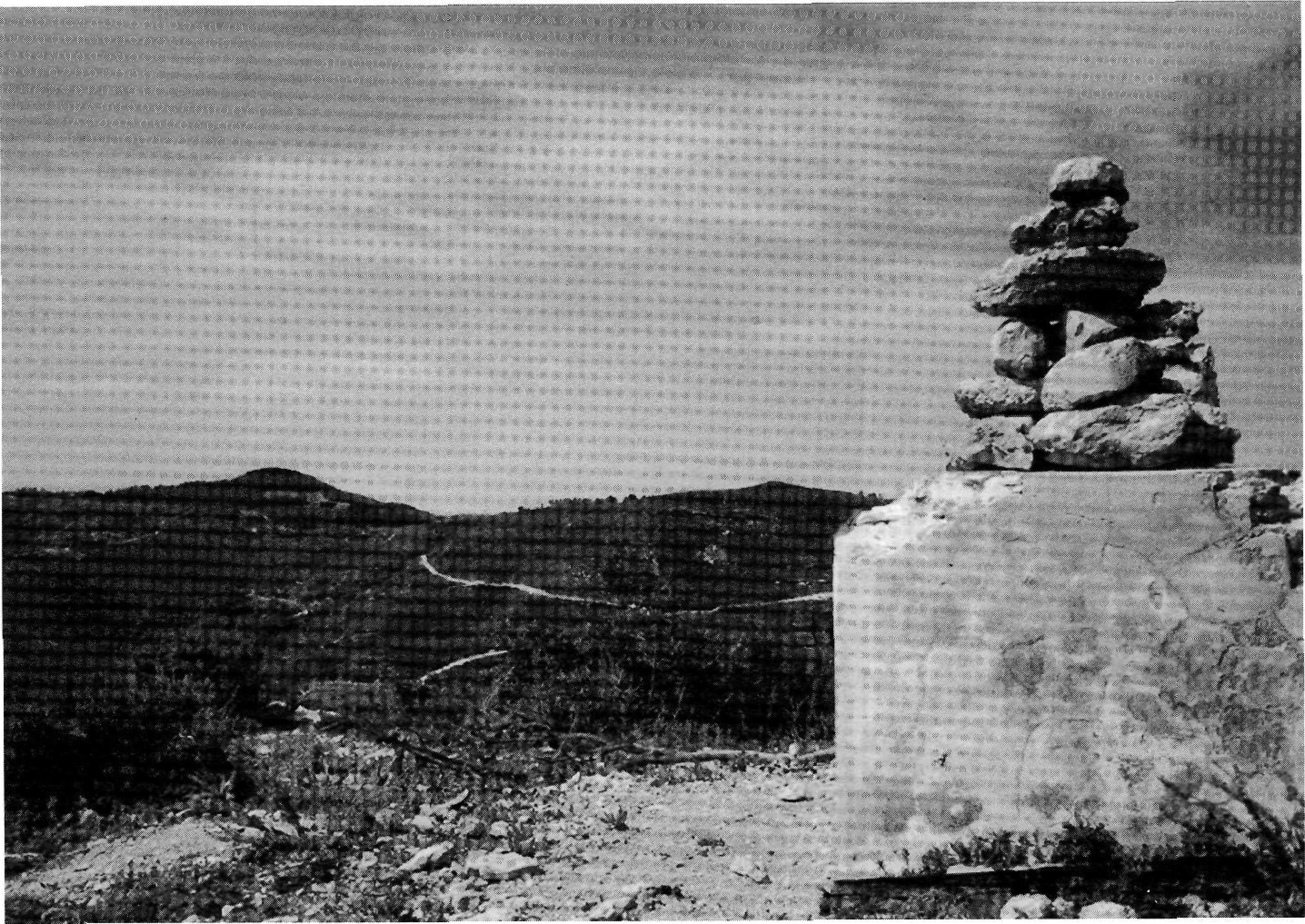 Puig de la Fita (IX). Al fons guaita el cim del puig dels Maçons (V / XVIII), i més ençà, amb un camí que l'encercla, es veu el puig d'en Peret (VII).