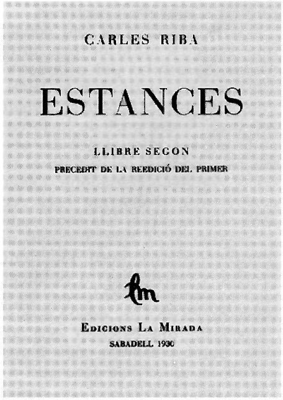 Portadeta del llibre Estances.