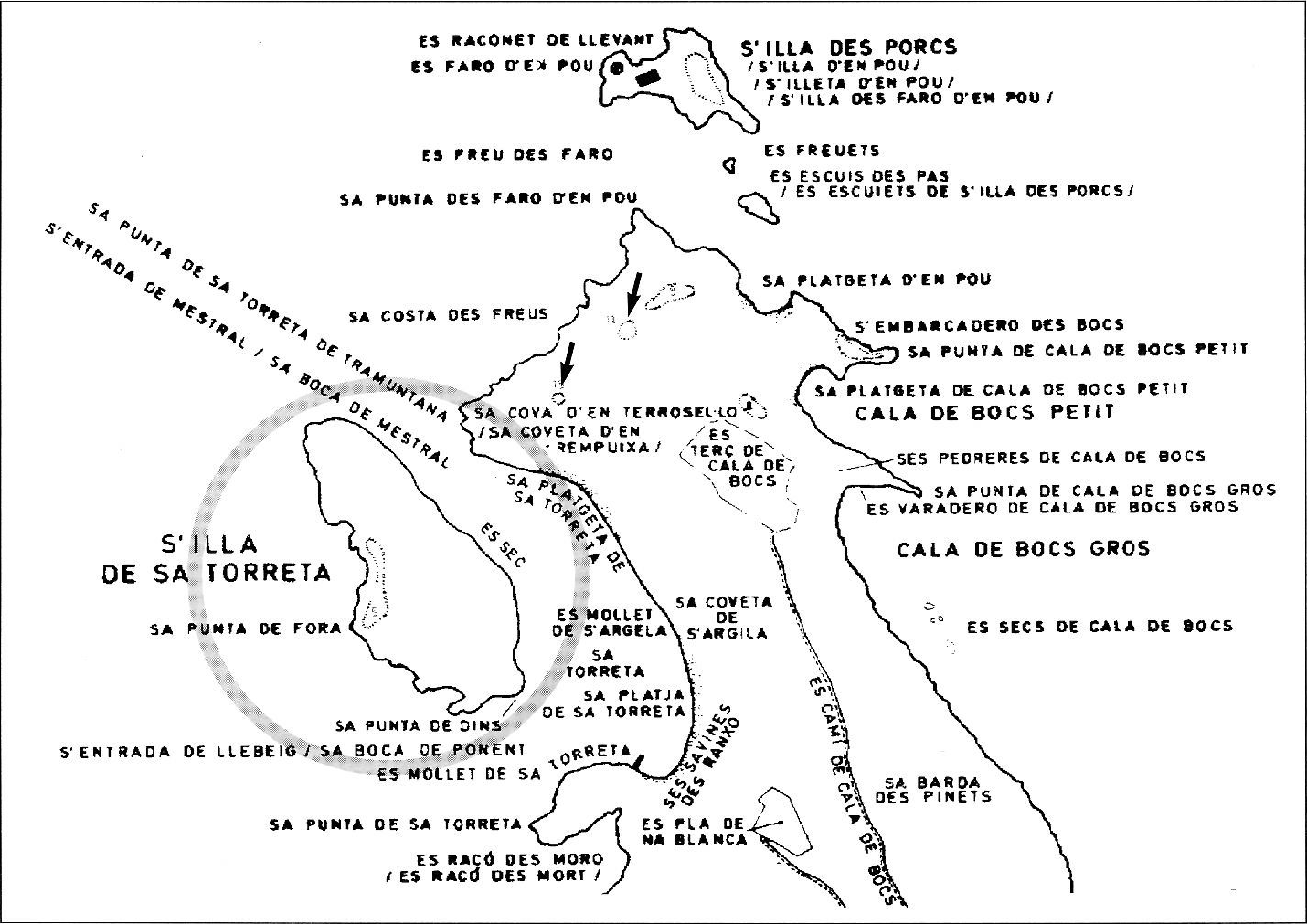 Mapa de S'Illa de sa Torreta i voltants
