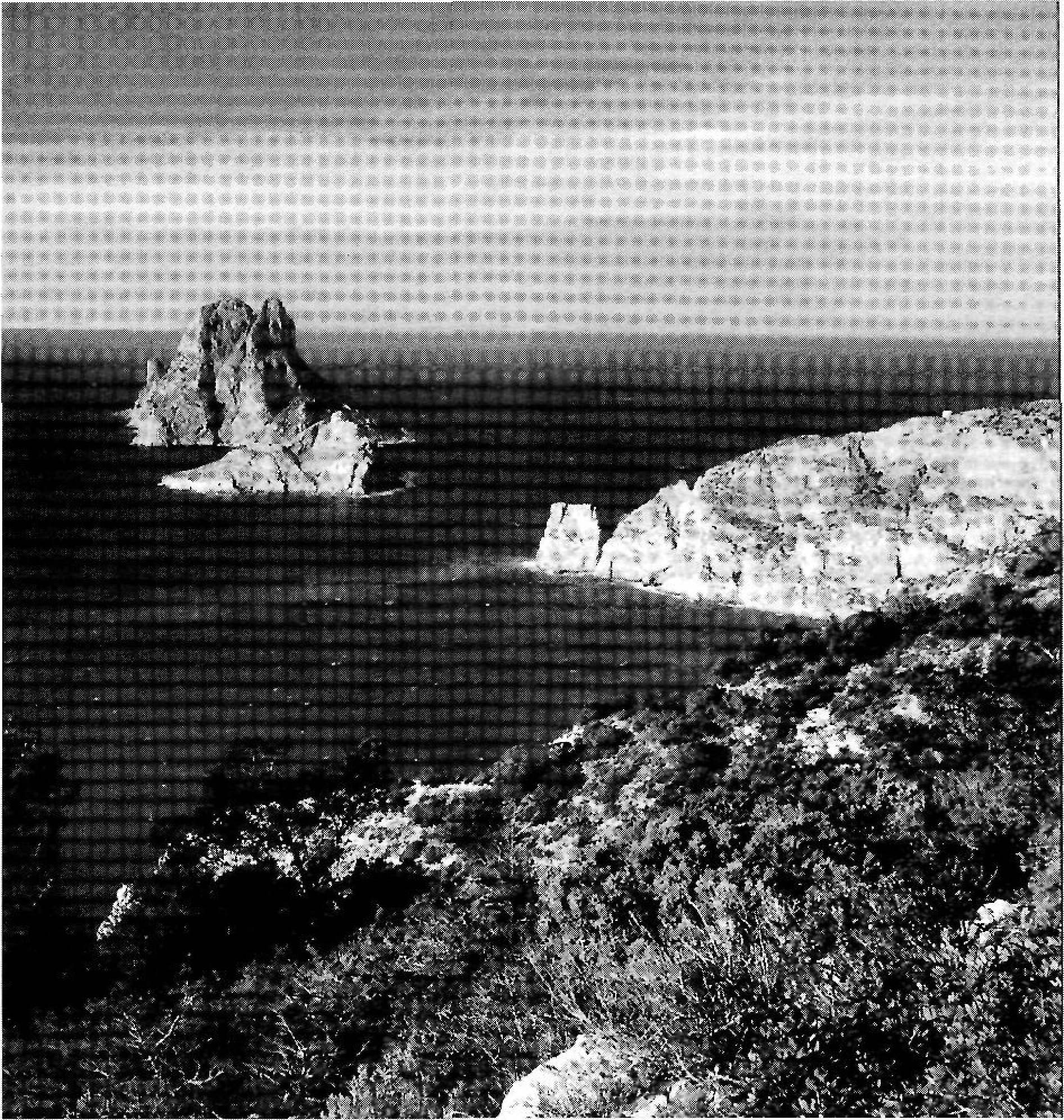 El Vedrà i el Vedranell, davant l'Oliva, en una imatge presa des del cap de Llentrisca (Fotografia: Direcció General de Medi Ambient del Govern Balear, d'Àrees naturals d'especial protecció de les Illes Balears).
