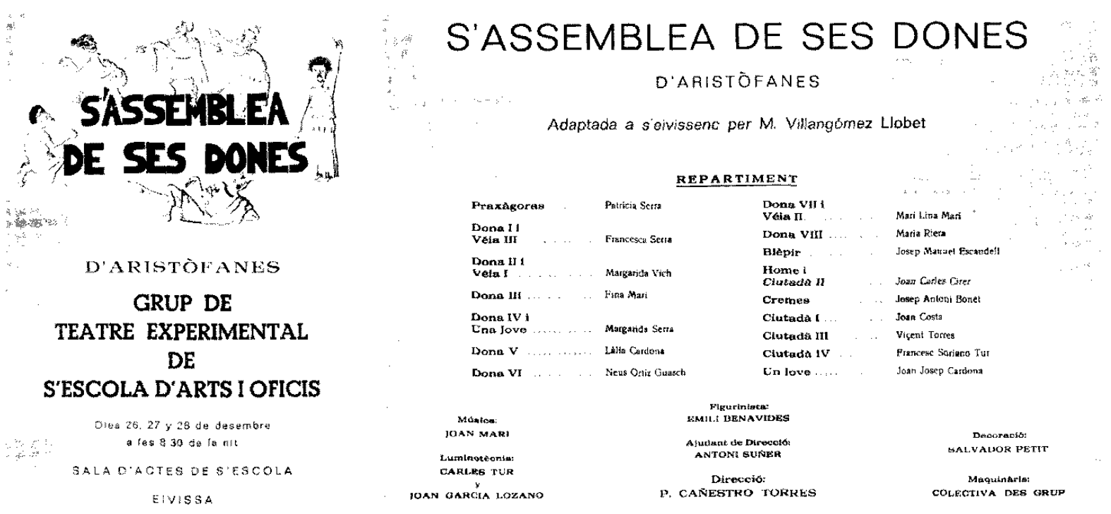 Programa de mà de l'estrena de S'assemblea de ses dones