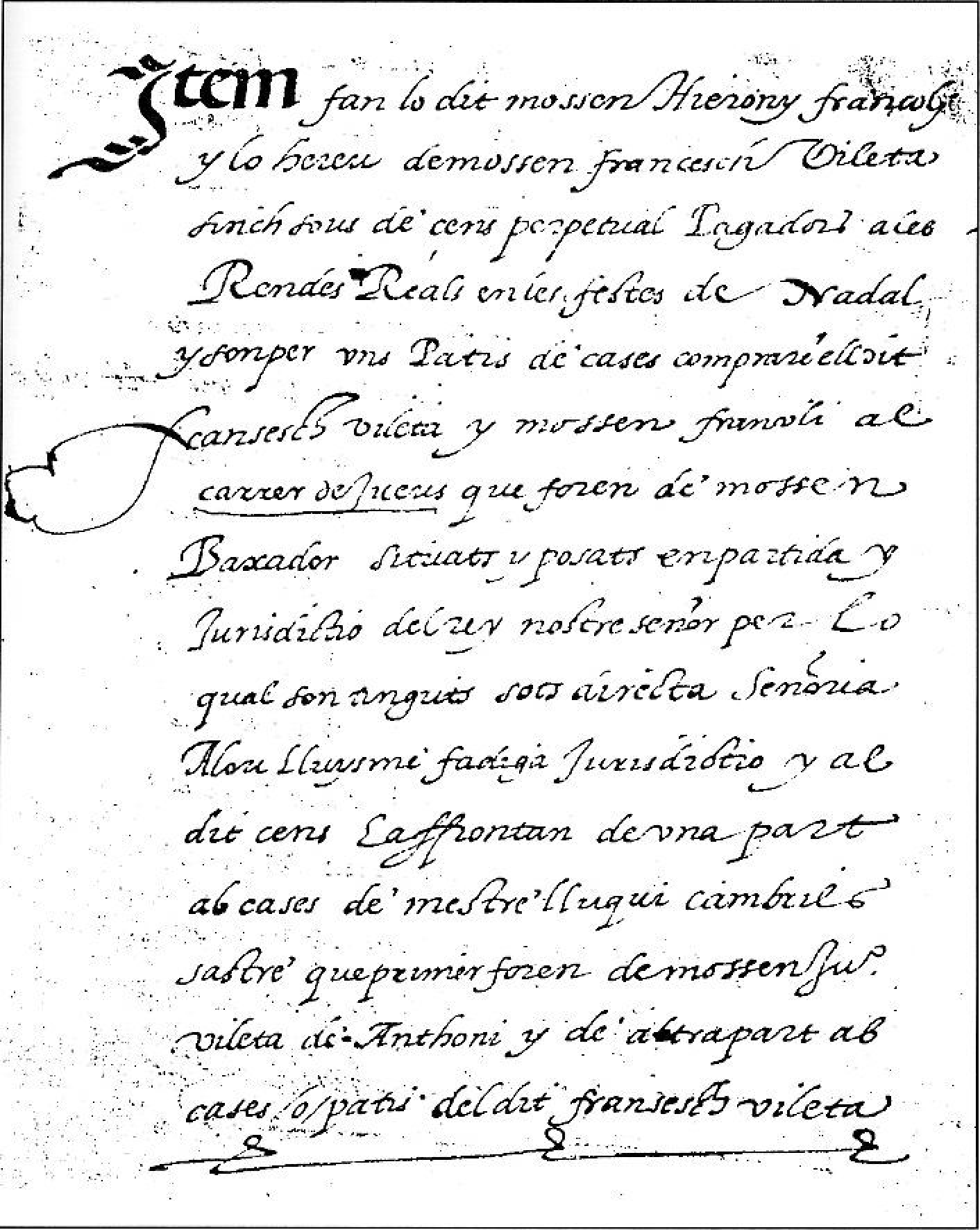 Manuscrit antic mencionant el carrer dels Jueus el 1577