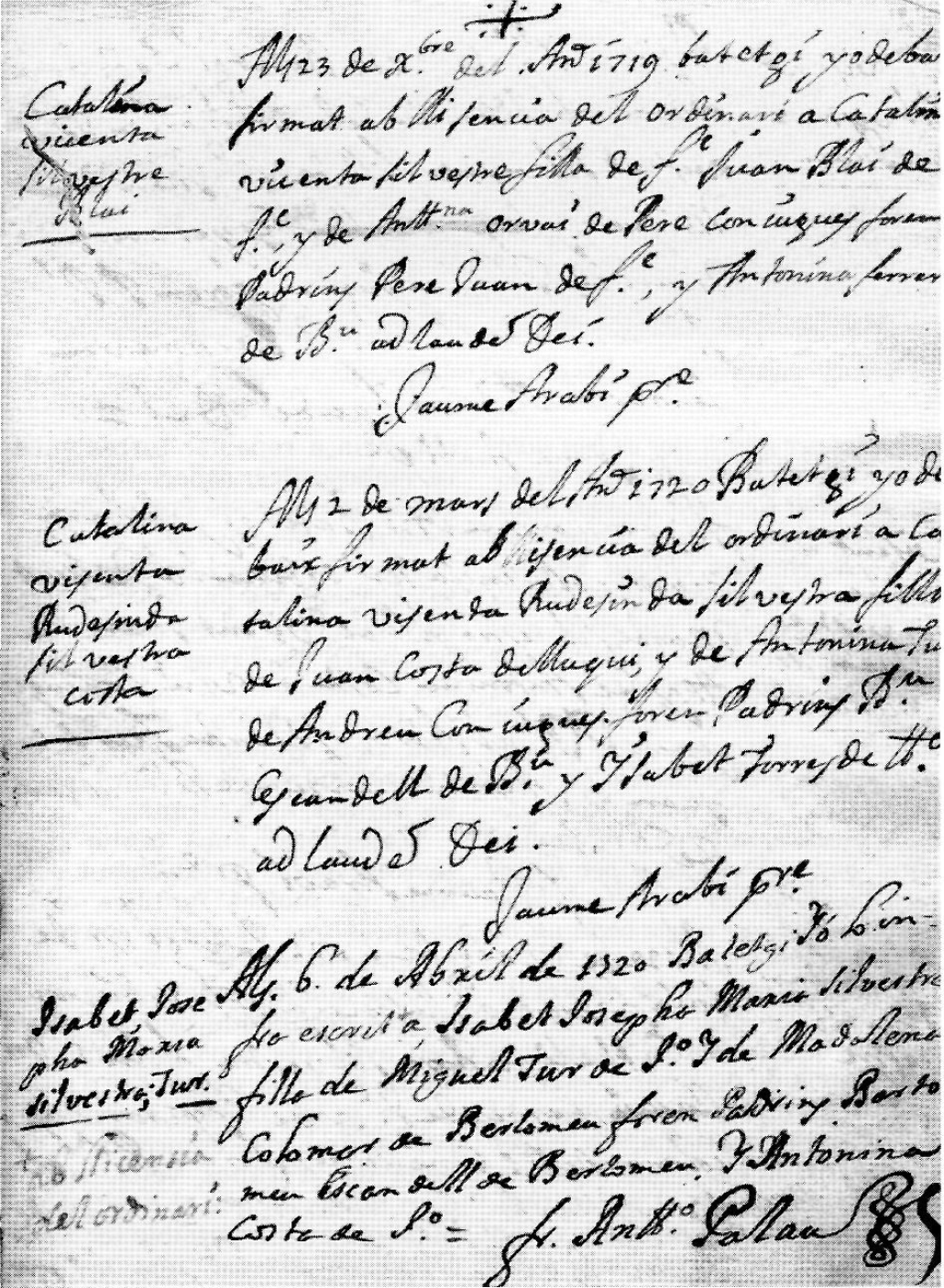 Llibre de Baptismes de l'illa i capella de Formentera.