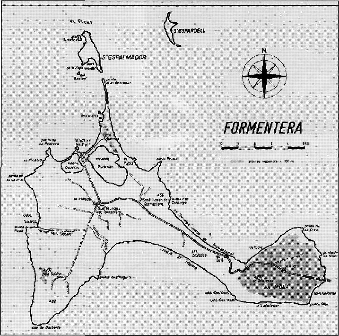 Mapa antic i mapa modern de Formentera