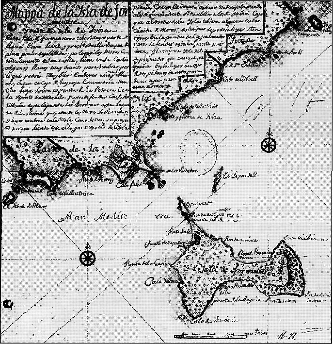Mapa antic i mapa modern de Formentera