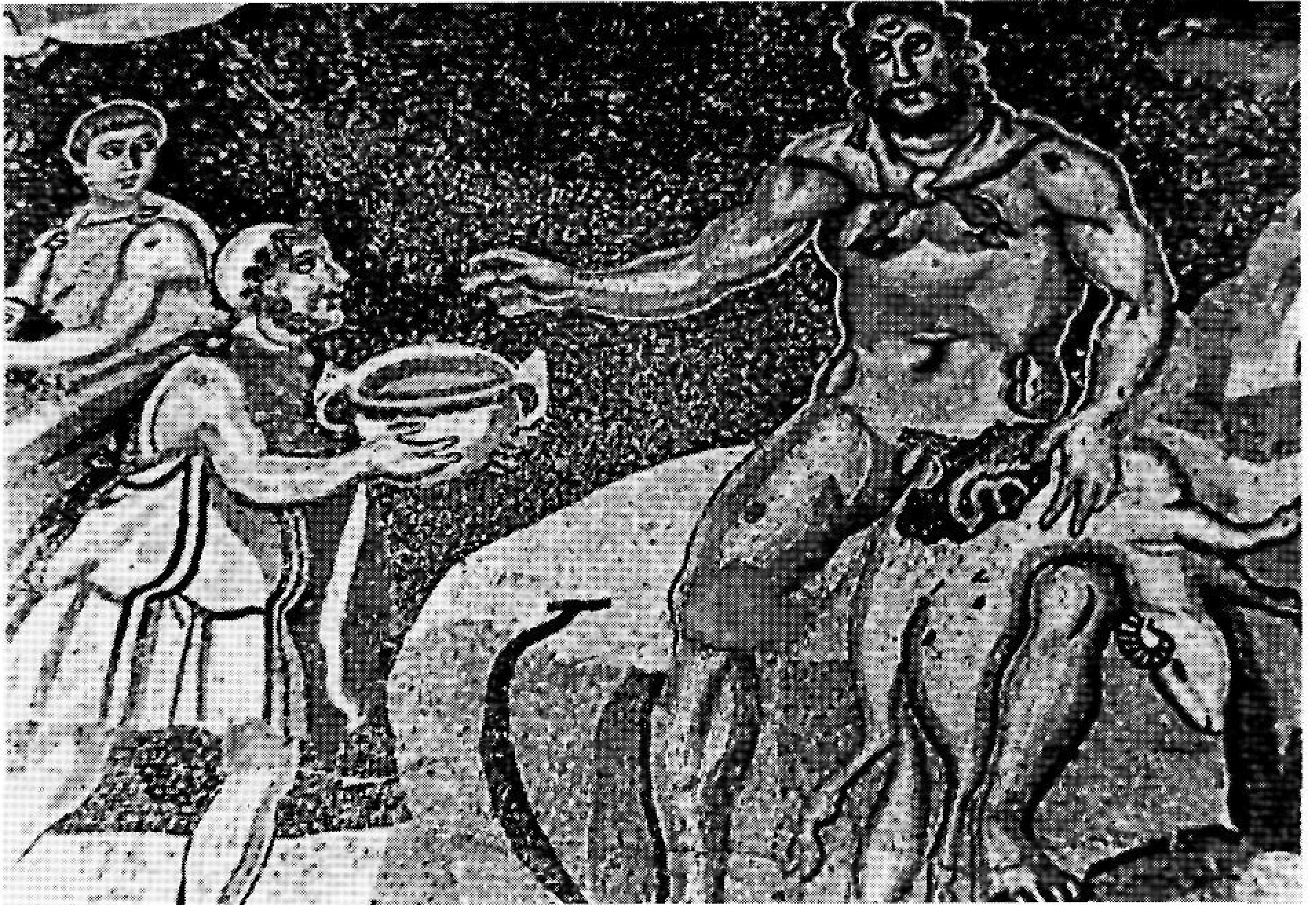 Polifem i Ulisses. Mosaic de la vil-la romana de Piazza Armenia.