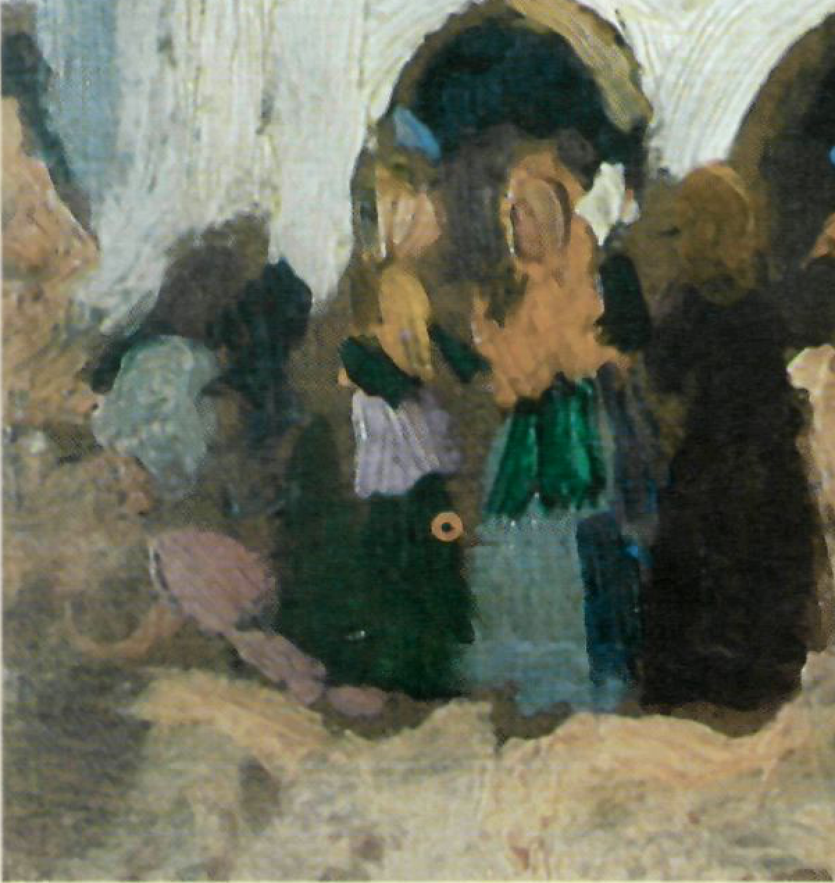 Porxo principal de l'església de Sant Josep, en un oli de Laureà Barrau que es guarda al Museu Barrau de Santa Eulària.