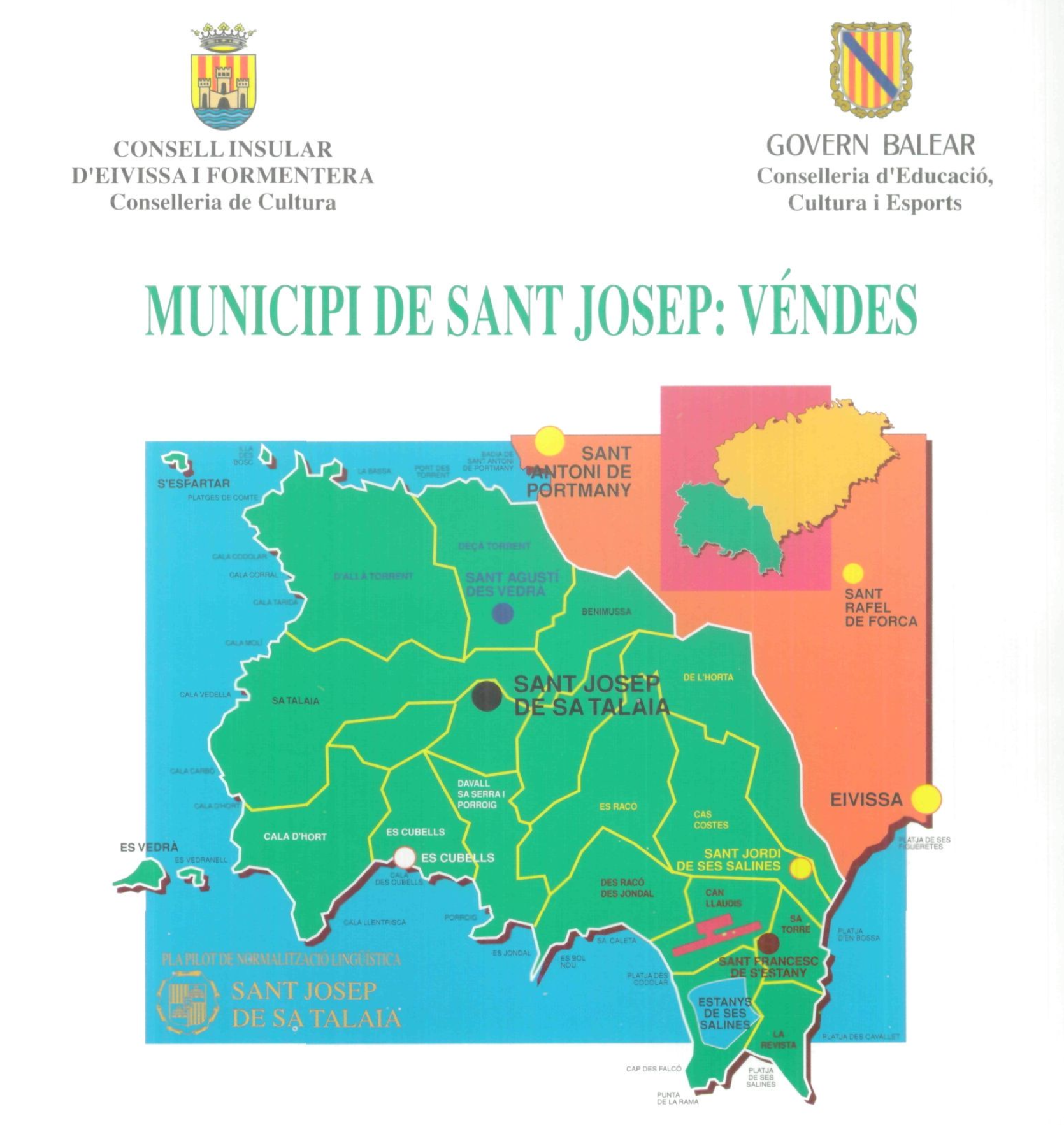 Mapa de les véndes del municipi de Sant Josep de sa Talaia, mostrant les divisions territorials i nuclis de població.