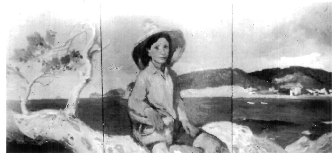 Una obra de Joan Palet feta a Eivissa el 1949-1950. Palet, que estimava molt l'illa, morí l'estiu del 1996. (73 x 160 cm)