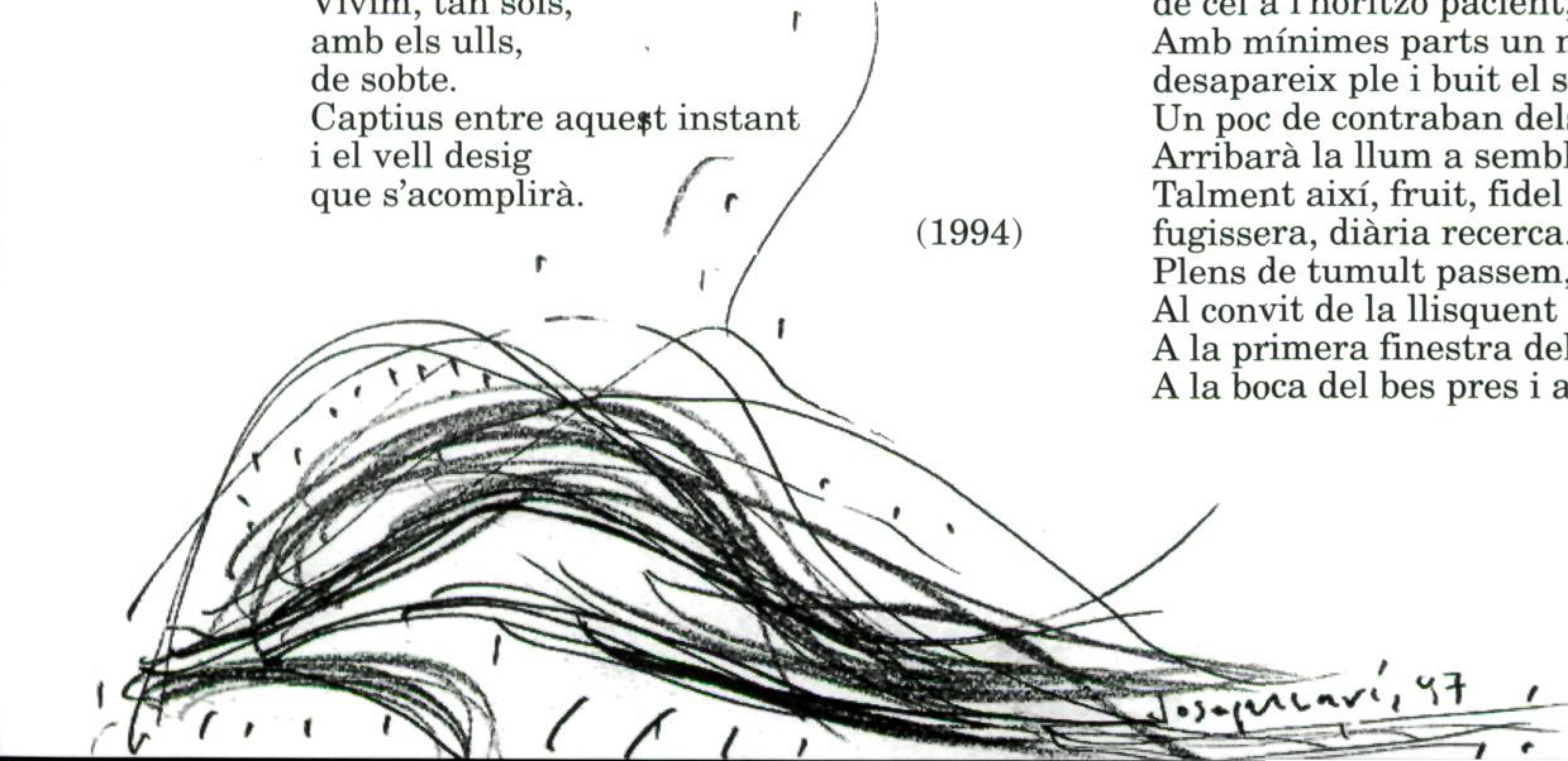 Dibuix abstracte al peu de pàgina amb signatura Josapprcari, 97