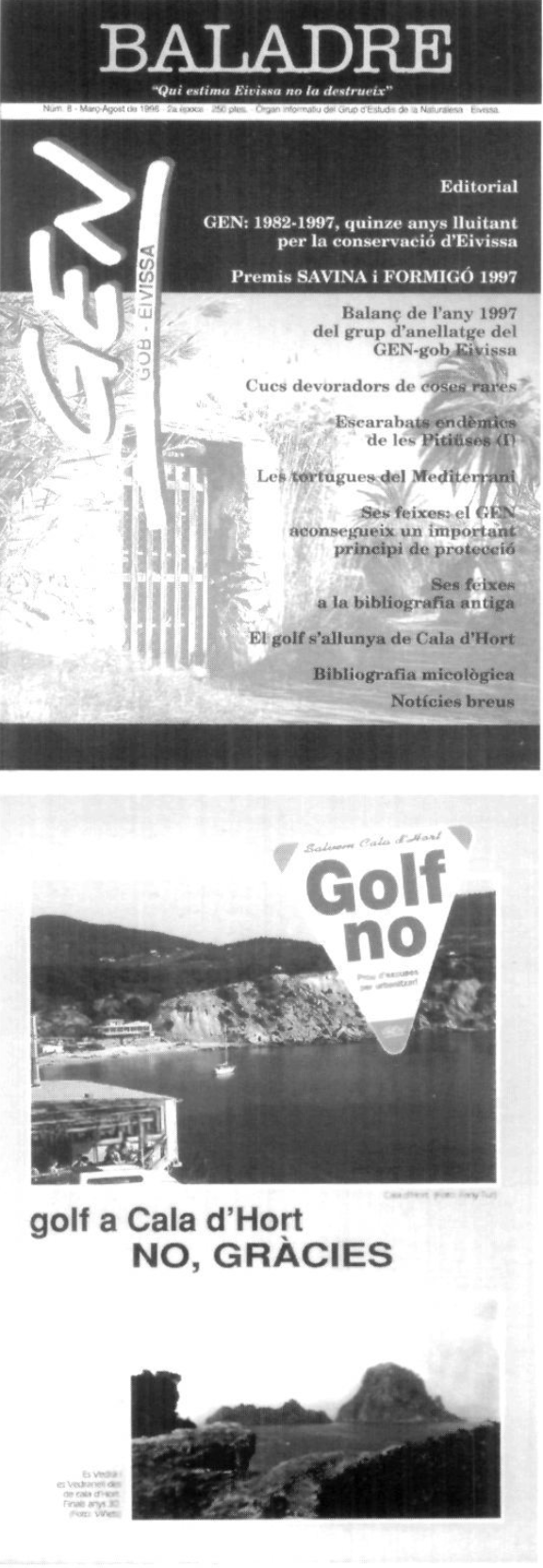 Portada i contraportada dels números 8 i 7, respectivament, del butlletí Baladre, publicat pel GEN-GOB