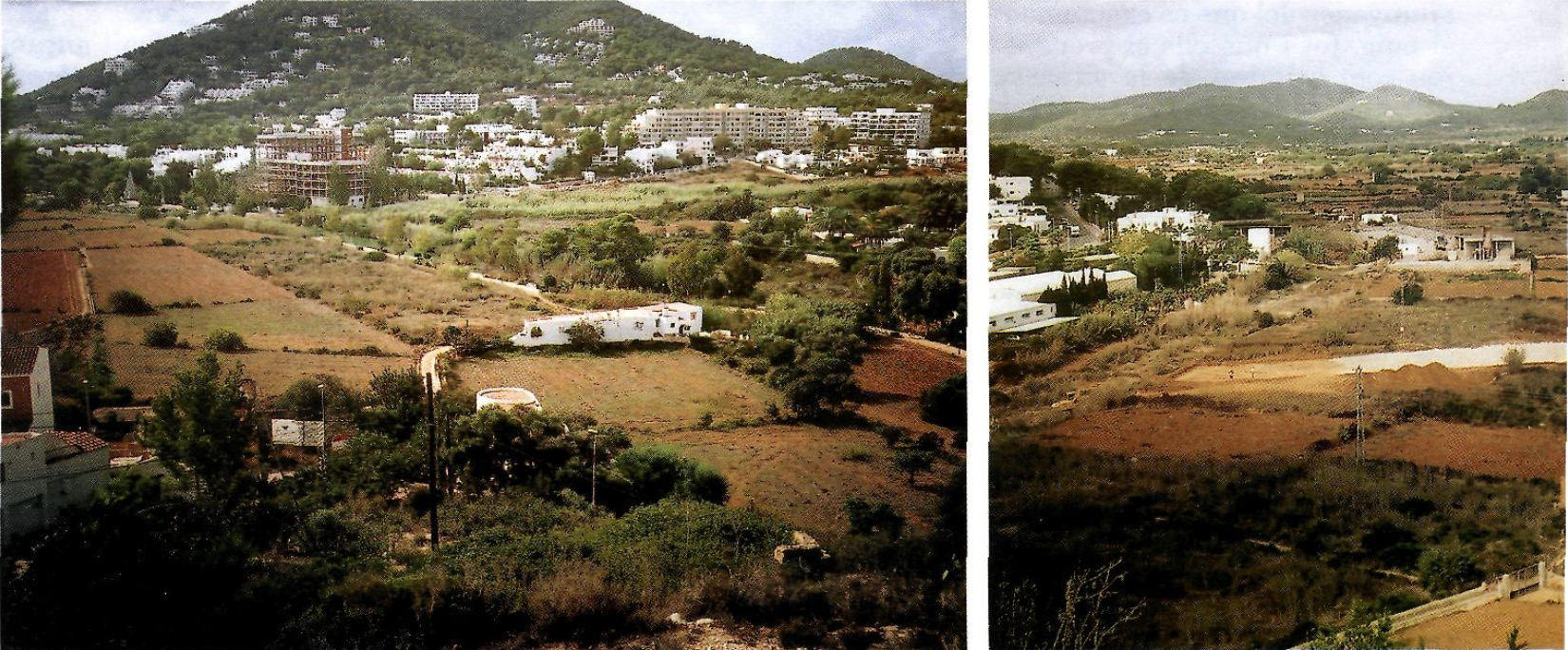 Dues vistes dels predis propers al puig de Missa, regats un temps pel riu de Santa Eulàlia. (Fotos: revista EIVISSA.)