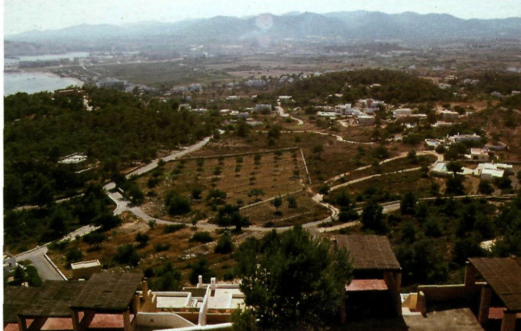 A les àrees turístiques d'Eivissa el paisatge està molt modificat, però encara es poden veure els elements essencials del paisatge, com en aquest exemple de la plana ondulada de la zona de Vila vista des d'un turó pròxim a Jesús, on la matriu estaria formada pels conreus, les taques o 'tessel·les' pels pinars, pobles i salobrar, i els corredors per les vies de comunicació.