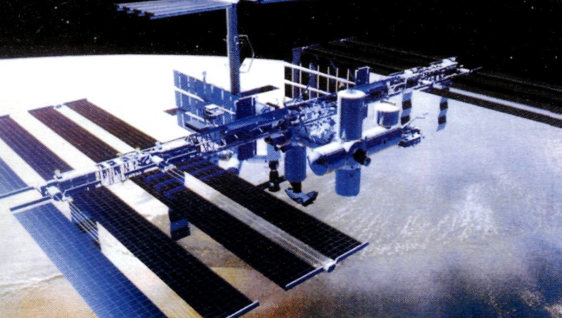 L'Estació Espacial Internacional tal com serà en 2006. Imatge simulada per ordinador.