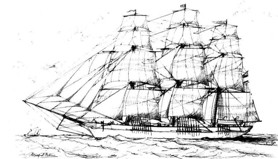 Fragata. Il·lustració de Ramon Sampol Isern. Cortesia de "Sa Nostra".