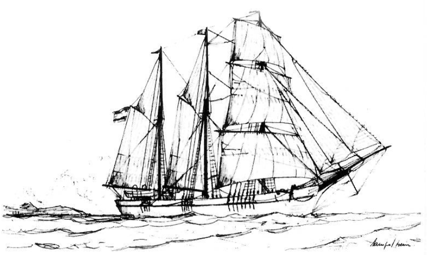 Pollacra goleta Rosalía. Il·lustració de Ramon Sampol Isern. Cortesia de "Sa Nostra".