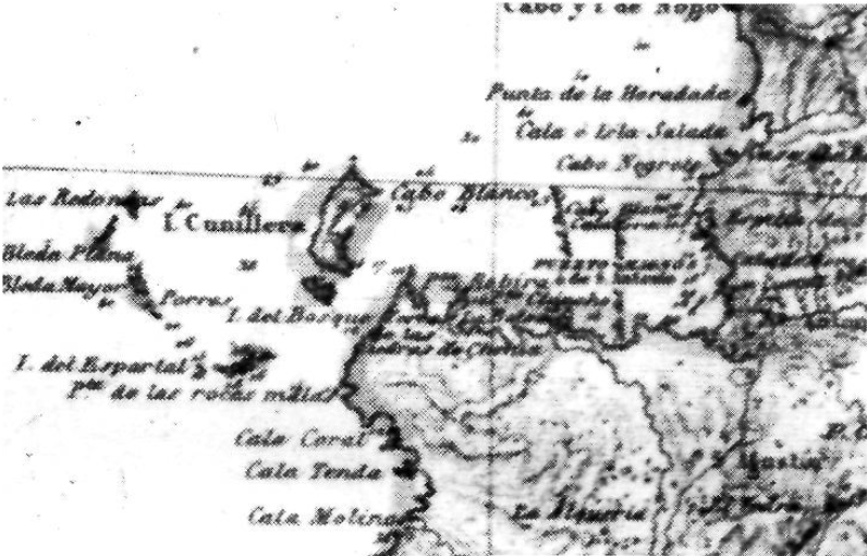 Detall del mapa de 1851 de Francisco Coello de Portugal y Quesada.