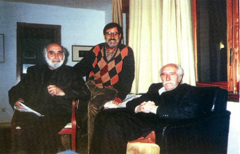 L'autor d'aquestes notes, amb Villangómez i Palau i Fabre, el 1997.