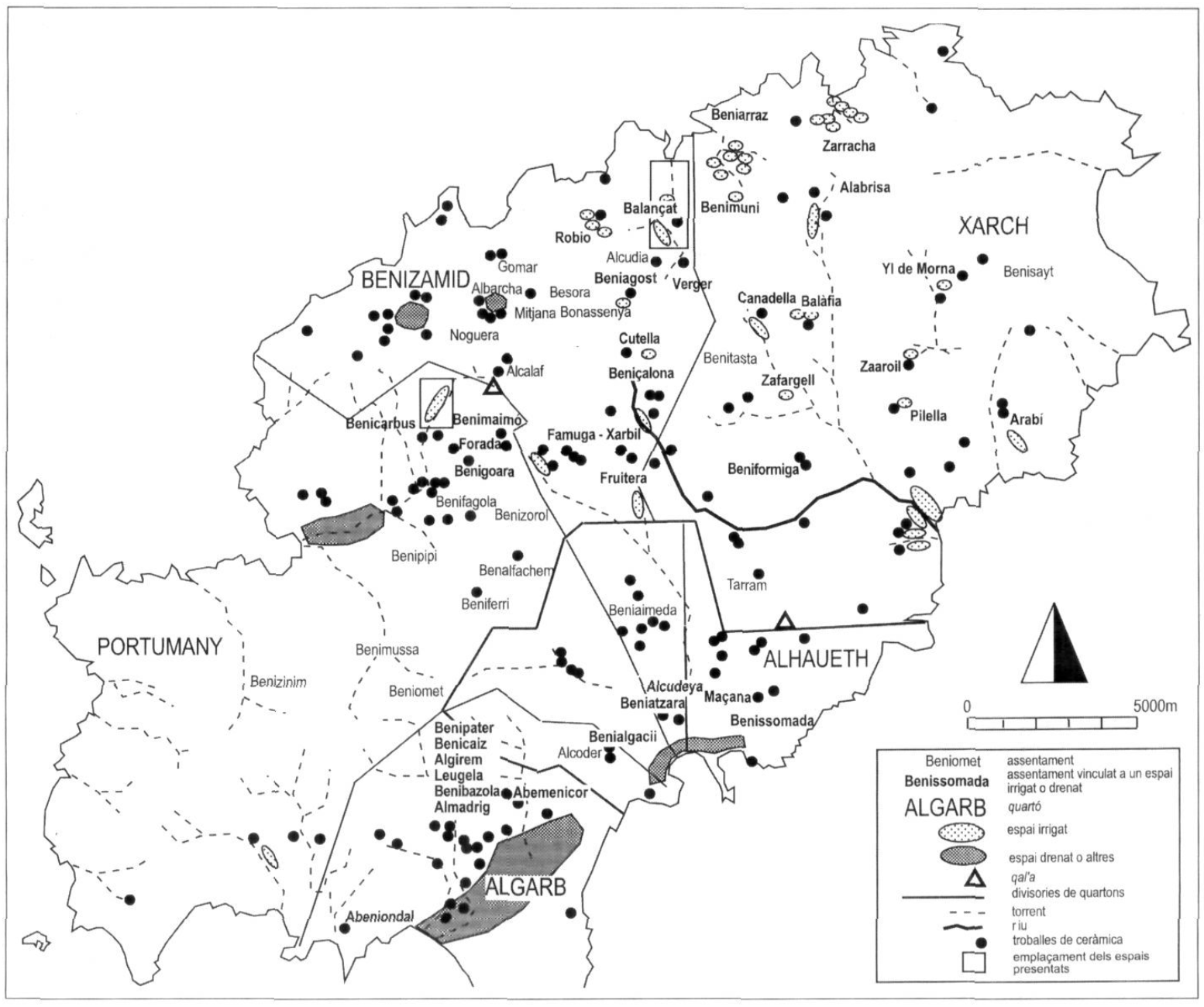 Mapa dels assentaments andalusins de l'illa d'Eivissa