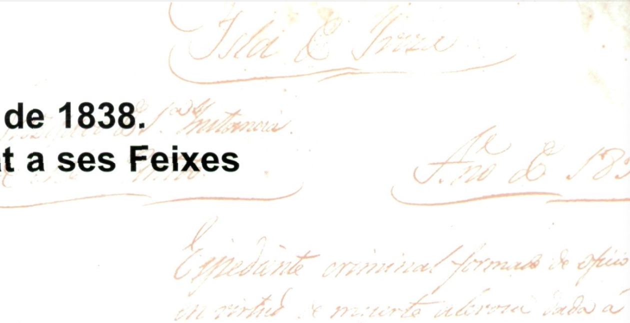 A dalt, lletres de la coberta de l'expedient de l'assassinat d'Esperança Escandell.