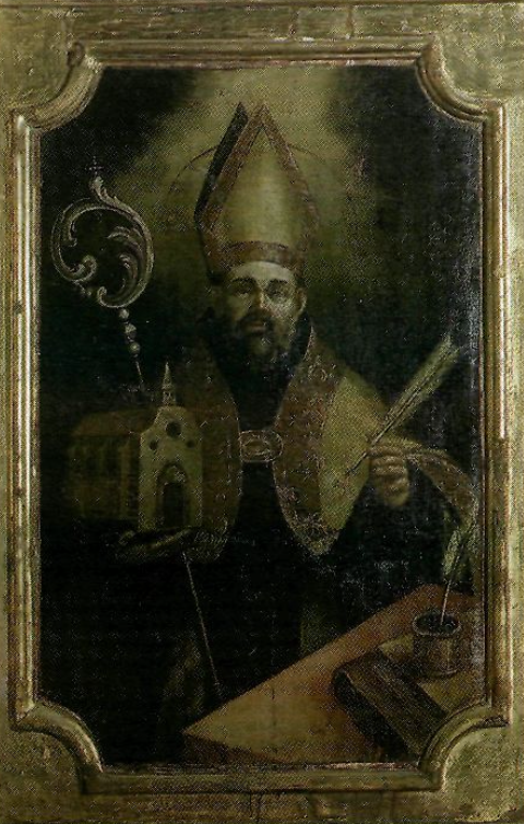 Sant Agustí, pintura del retaule de l'església del Convent, segle XVII. Jaume I donà la seua part de Formentera a l'orde de Sant Agustí. (Foto: Arxiu d'Imatge i So, Consell Insular d'Eivissa i Formentera / Toni Pomar.)