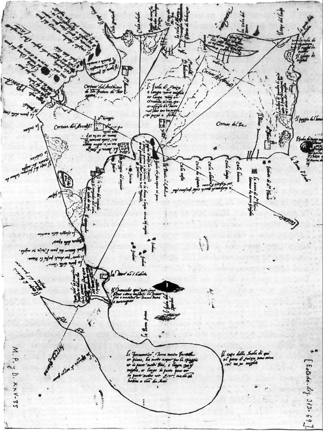 Mapa de les Pitiüses del segle XVI (1555-56) conservat a la Biblioteca Nacional de Madrid, atribuït a l'enginyer Joan Baptista Calvi. Encara cartografia un monestir, però el situa ja baixada la Mola, al costat de costa oposat al que anomena Cala de Santo Agostí, i li atribueix l'advocació de Sant Val·lero: Monaster de Santo Valero.