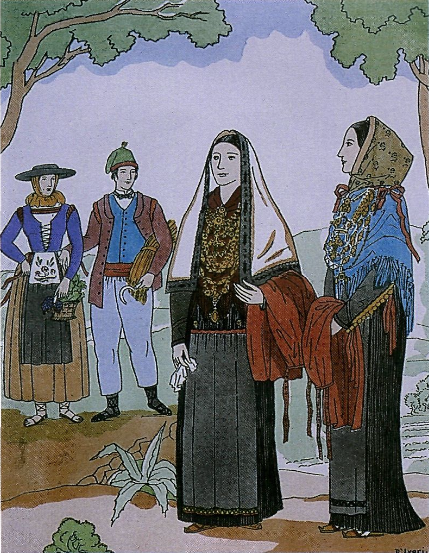 Primera il·lustració, parella i dues dones, que correspon a la núm. 40 de l'obra de Joan d'Ivori, 1935-36.