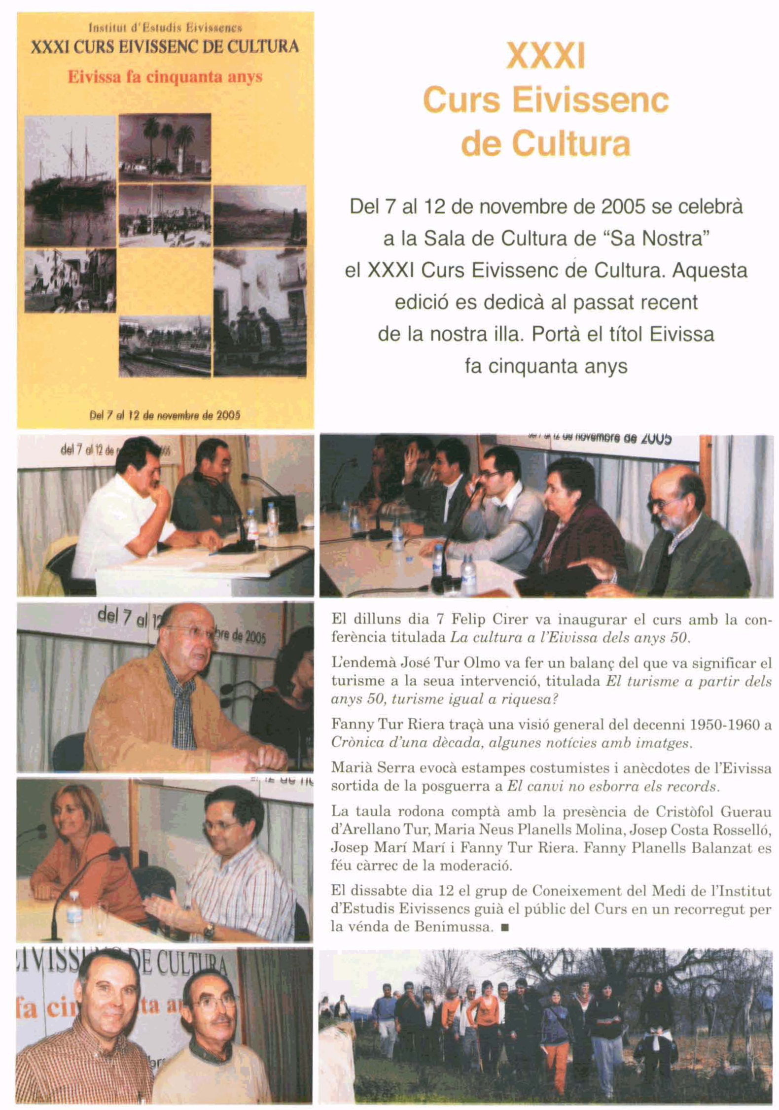 Pòster del XXXI Curs Eivissenc de Cultura: Eivissa fa cinquanta anys