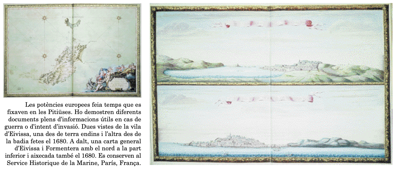 Vistes i mapa d'Eivissa i Formentera, 1680