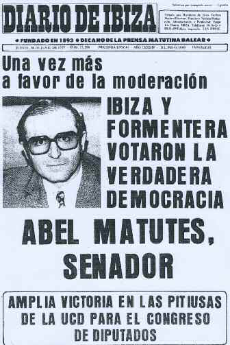 Portada amb què el Diario de Ibiza informava de la jornada electoral i dels resultats.