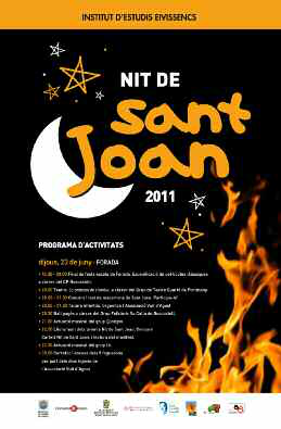 A dalt, cartells anunciadors de la gala de les Mencions Sant Jordi 2011 i de la Festa de la Nit de Sant Joan, que se celebrà a Forada (disseny dels cartell: Pep Toni).
