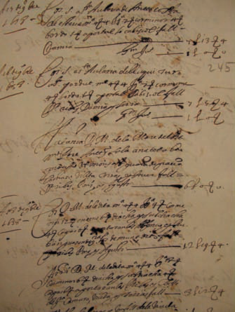 Document 2. Inscripció de la defunció a Santa Eulària de Lluquí Tur, àlies «Perdut», el 26 de novembre de 1658. La primera generació de l'estirp. Llibre d'Entreveniments. AHPE (2.173), pàgina 245.