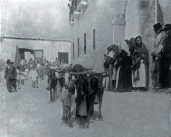 Rodada de cabres del dia de Sant Pere, als anys 40 del segle passat (arxiu Marià Torres).