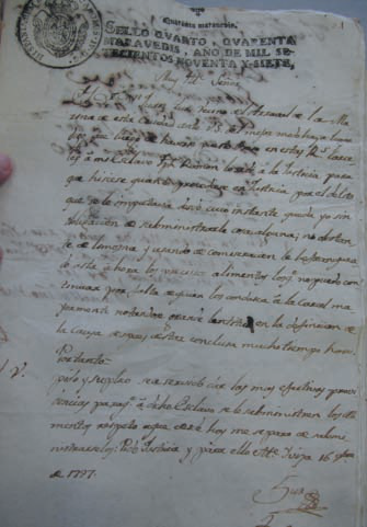 Escrit del Dr. Joan Tur i Ferrer, del 16 de desembre de 1797, referent a l'esclau Josep Ramon. Arxiu Històric de l'Ajuntament d'Eivissa. Secció Cúria.