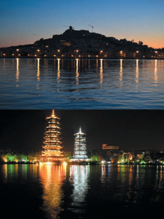 Comparació nocturna entre Dalt Vila i l'horitzó de Shanghai