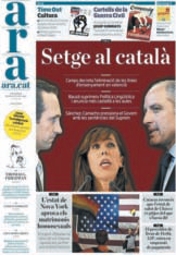 Portada del diari Ara, del 26 de juny de 2011, que fa referència a la situació del català en diversos àmbits.