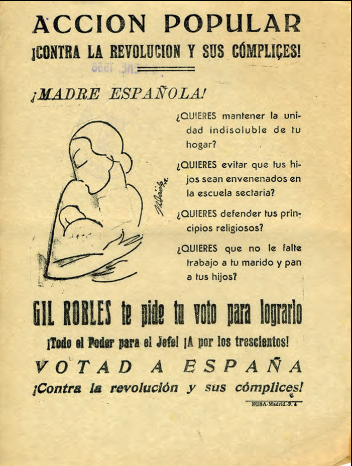 Cartell electoral d'Acció Popular per a les eleccions del 16 de febrer de 1936. Arxiu Històric d'Eivissa (AHE). Secció ix. Eleccions