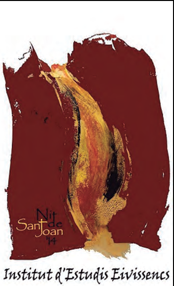 Cartell anunciador de la festa de la Nit de Sant Joan 2014, obra de Nàdia Banegas Fabregat, guanyadora del concurs convocat per l'Institut d'Estudis Eivissencs.