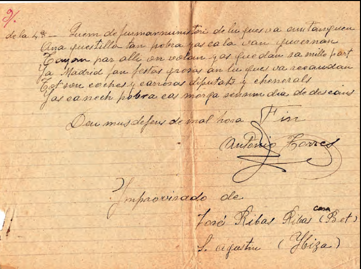Última pàgina del manuscrit, en què consta l'autoria.
