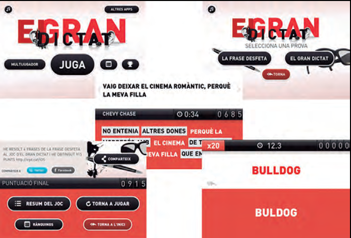 Interfície del joc El Gran Dictat (EGRAN)