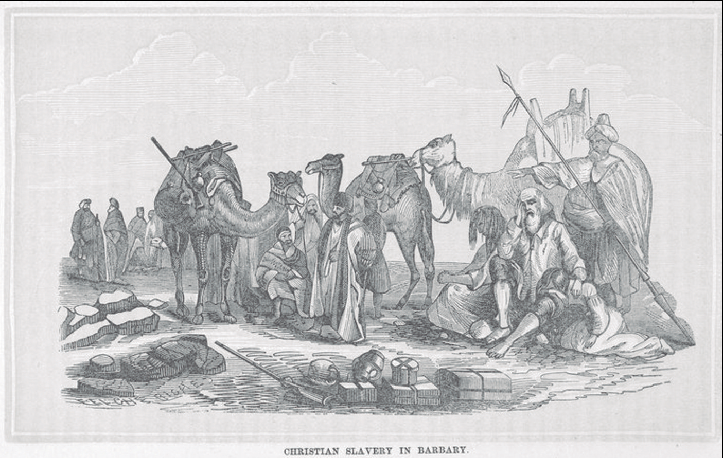 Esclaus cristians a Barbaria, segons un gravat de 1851.
