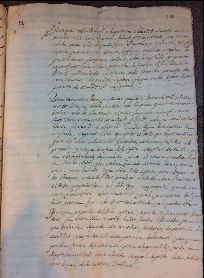 Primera pàgina de l'informe realitzat per la reverenda comunitat de l'església de Santa Maria d'Eivissa i que forma part de l'expedient de la Cúria de l'any 1709 relatiu al primer intent d'arrendament de les salines (AHE).